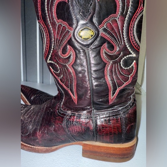 Los Altos Mens Cherry Authentic Lizard Teju Pointed Toe Cowboy Westen Boot 9 EE